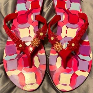 Coach Pink and white flip flop
